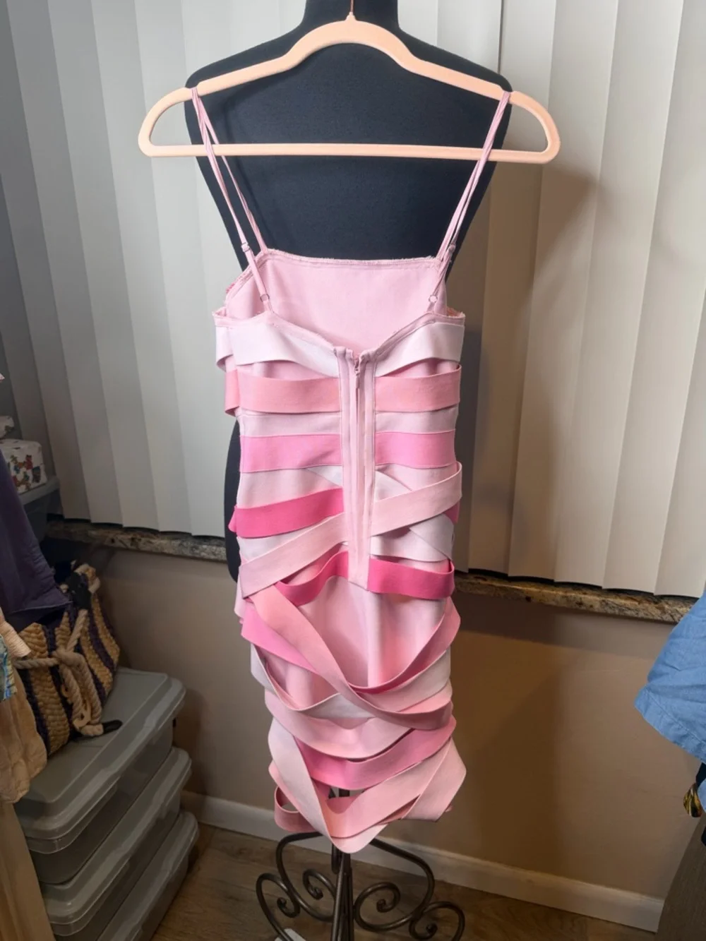 Akira Pink Strappy Bandage Belt Statement Bodycon Dress Size Small - Picture 4 of 8